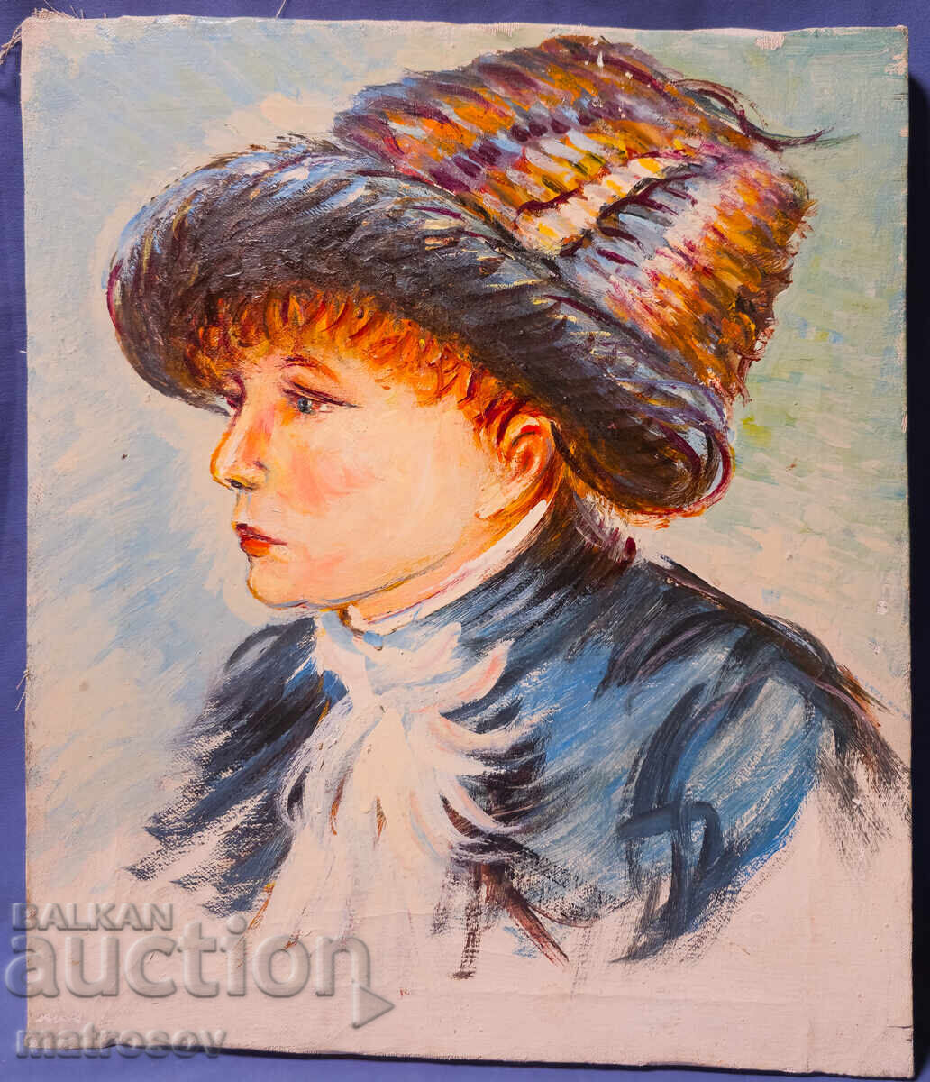 Licitație Boris Tsanov, uleiuri, portret de fată 1970 Licitație Boris Tsanov, uleiuri, portret de fată 1970