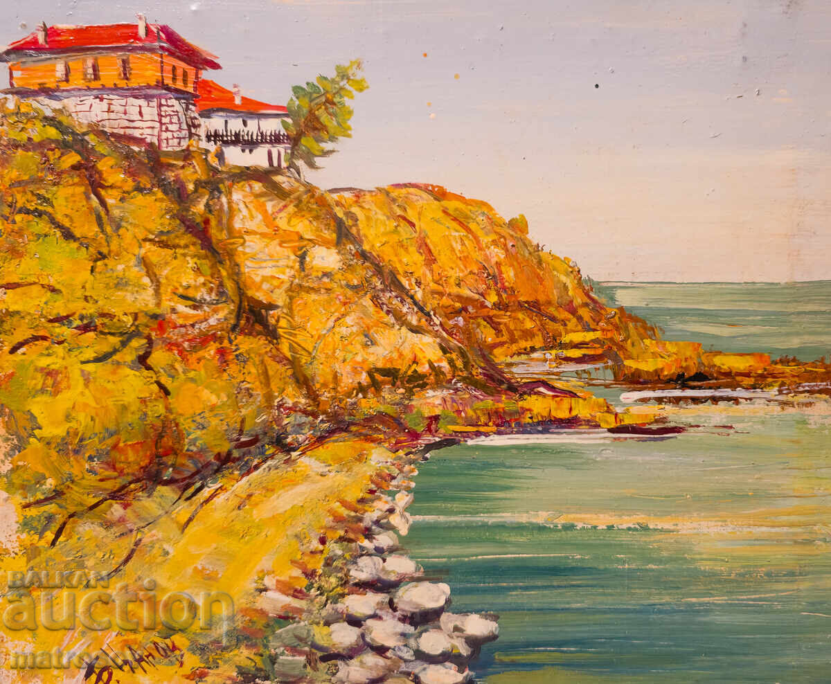 Борис Цанов, маслени бои, морски бряг, пейзаж с цена 280.00 лв. | € 143.16 Борис Цанов, маслени бои, морски бряг, пейзаж с цена 280.00 лв. | € 143.16