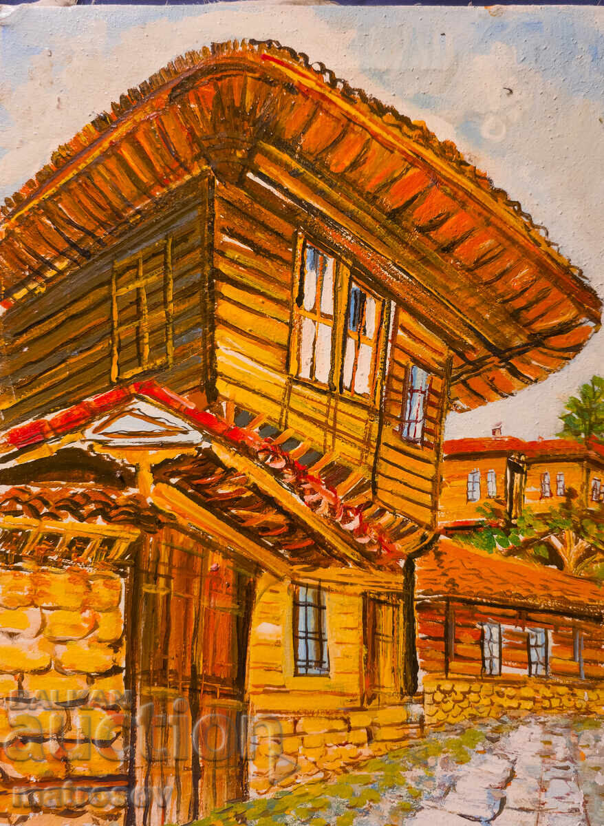 Boris Tsanov, oil paints, Revival house, landscape with price 280.00 BGN | € 143.16