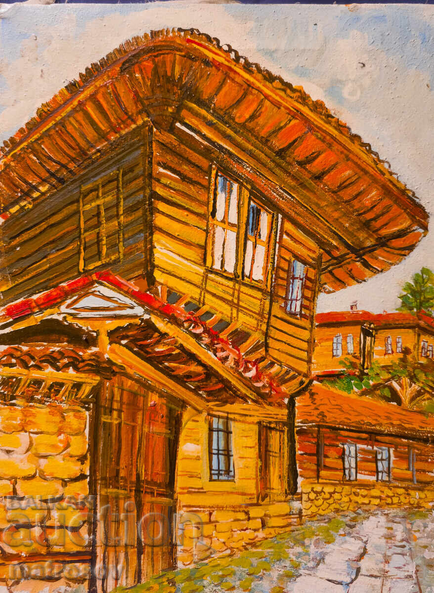 Boris Tsanov, oil paints, Revival house, landscape