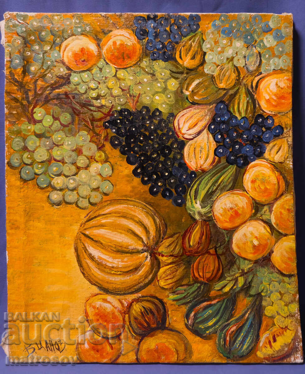 Auction  Boris Tsanov, oil painting, still life with fruit