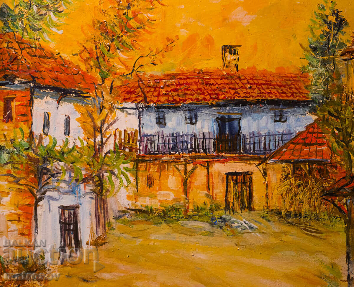 Μπόρις Τσάνοφ, ελαιογραφία, τοπίο με σπίτια με τιμή 350.00 BGN | € 178.95