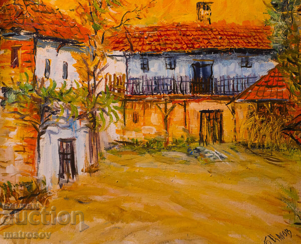 Δημοπρασία Μπόρις Τσάνοφ, ελαιογραφία, τοπίο με σπίτια