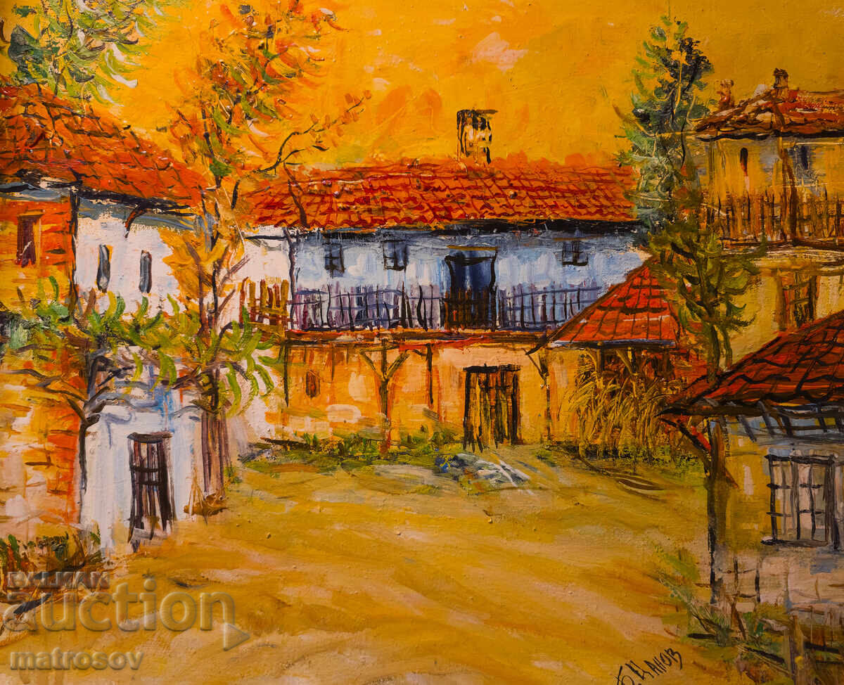 Μπόρις Τσάνοφ, ελαιογραφία, τοπίο με σπίτια