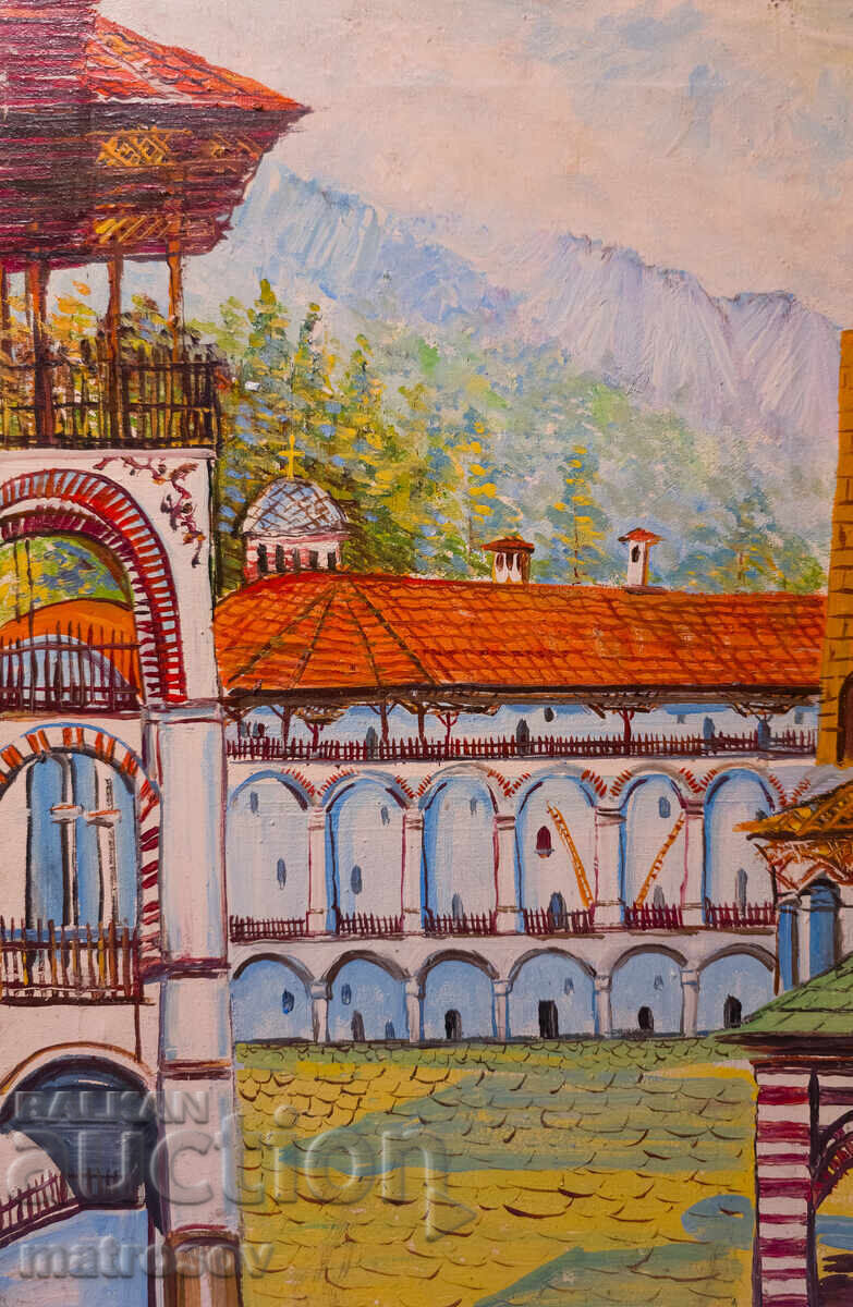 Boris Tsanov Oil Painting, Landscape of Rila Monastery with price 300.00 BGN | € 153.39