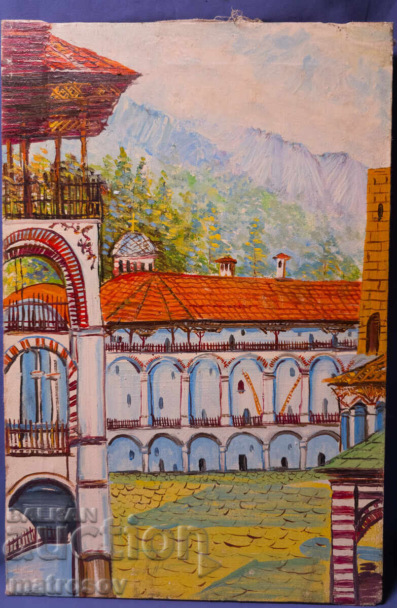 Auction  Boris Tsanov Oil Painting, Landscape of Rila Monastery