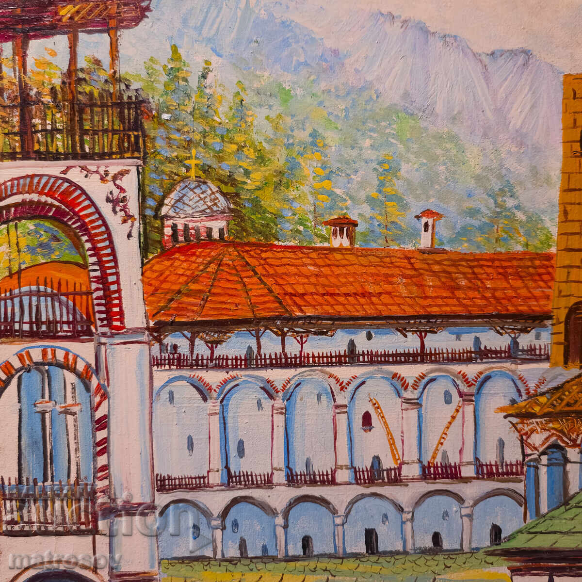 Boris Tsanov Oil Painting, Landscape of Rila Monastery - 5