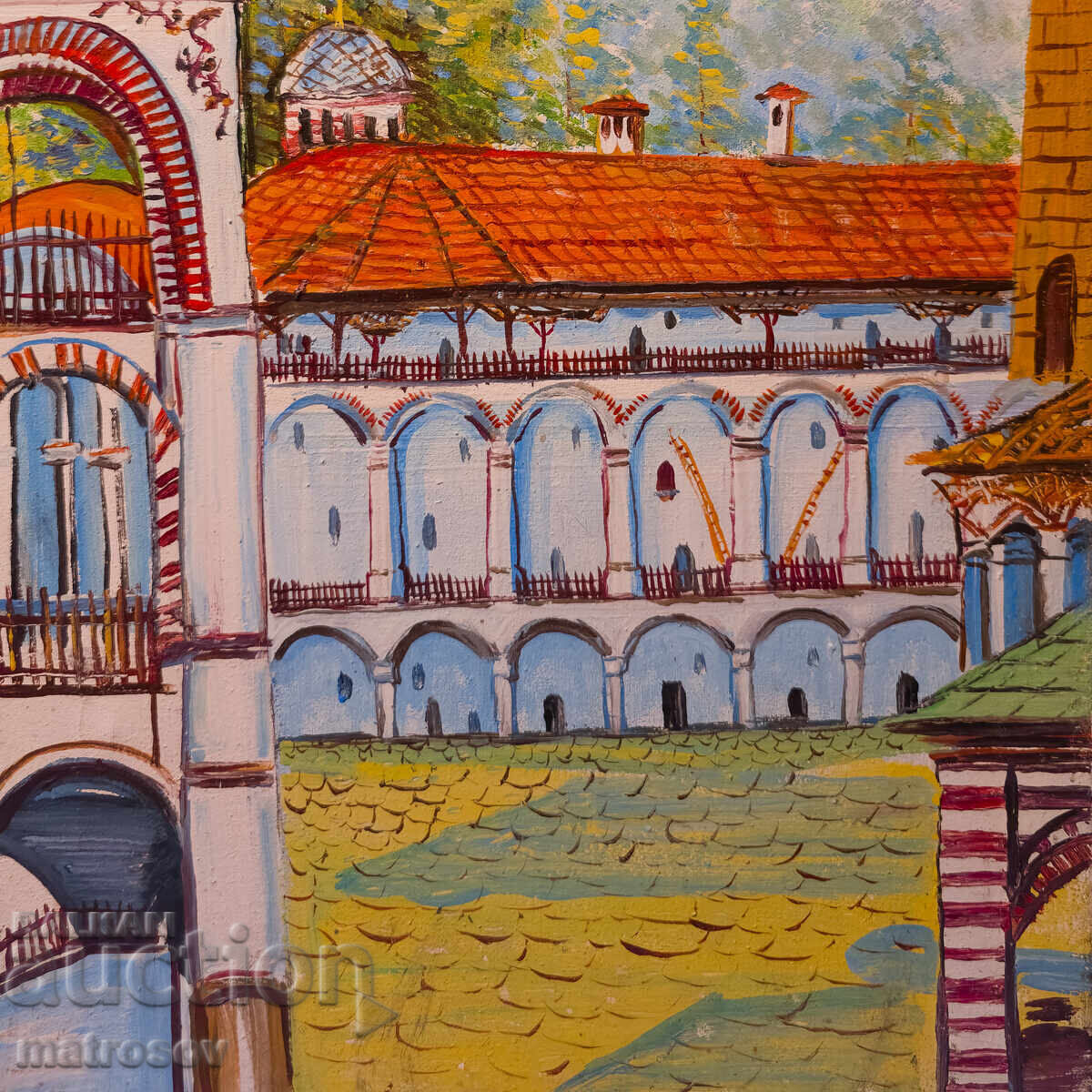 Boris Tsanov Oil Painting, Landscape of Rila Monastery - 6
