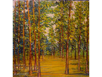 Boris Tsanov, tablou ulei, peisaj forestier