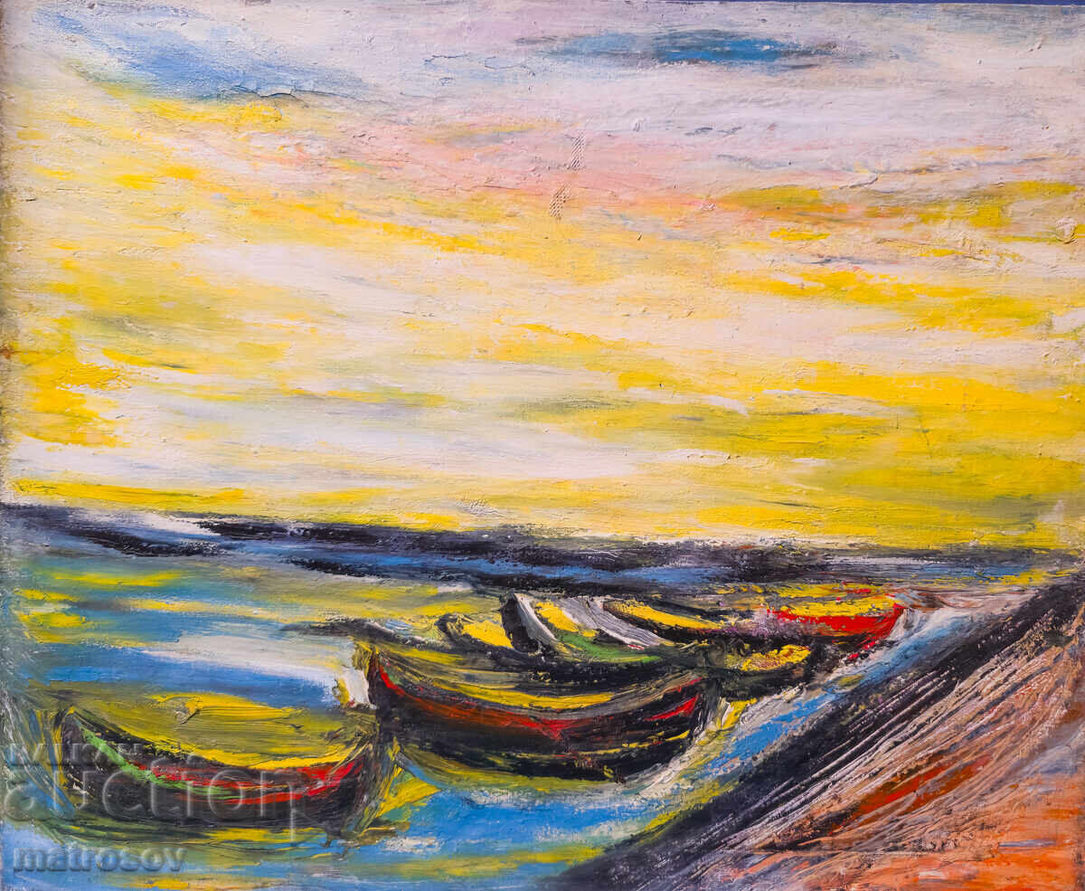 Валентин Раденовски, маслена картина, пейзаж от Созопол с цена 400.00 лв. | € 204.52