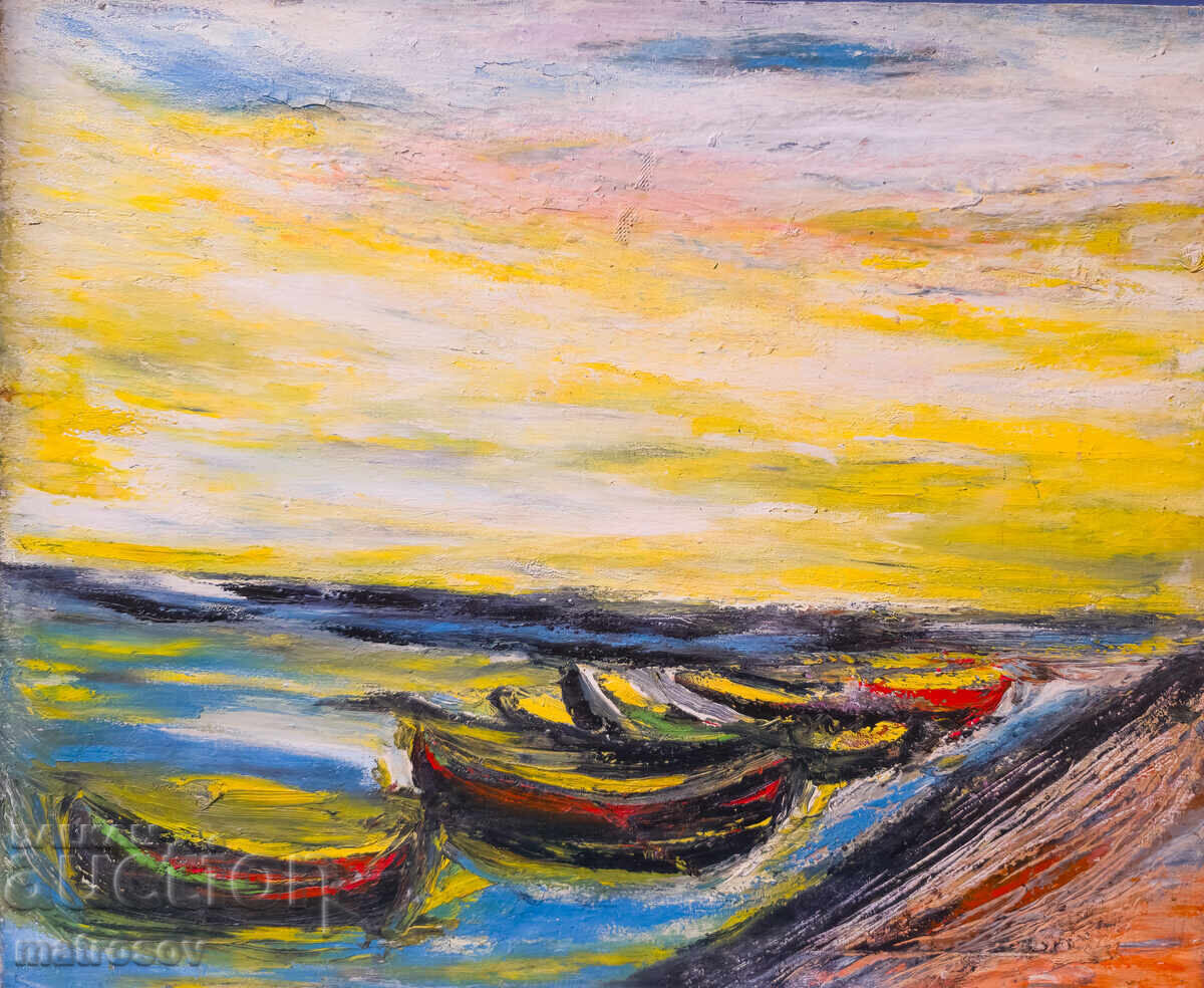 Valentin Radenovski, pictură în ulei, peisaj din Sozopol