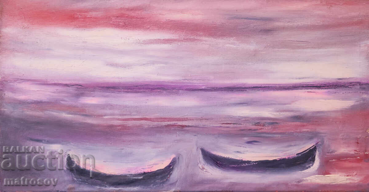 Valentin Radenovski, pictură în ulei, peisaj marin Valentin Radenovski, pictură în ulei, peisaj marin