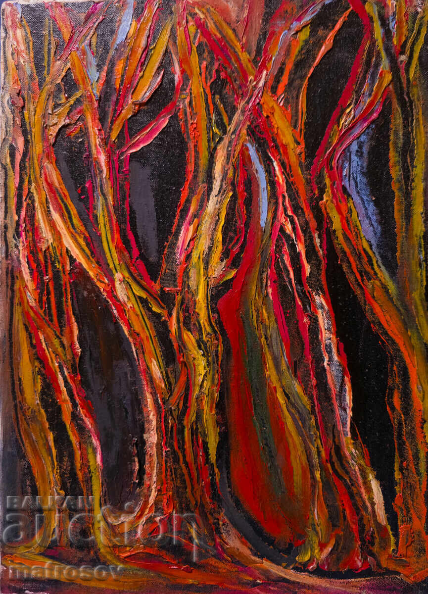 Valentin Radenovski, pictură în ulei, peisaj "Pădure"