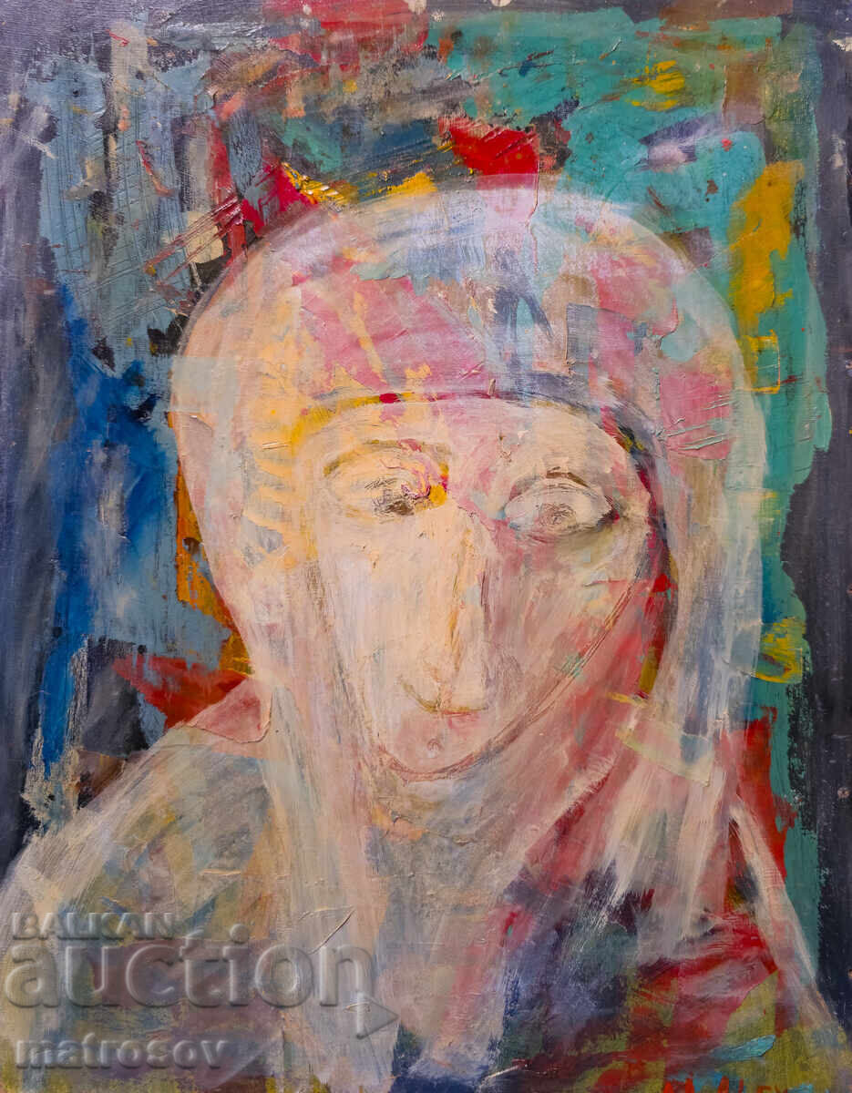 Abstract composition, oil painting, female portrait