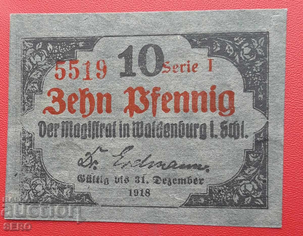 Bancnotă-Germania-Silezia-Waldenburg-10 pfennig 1918
