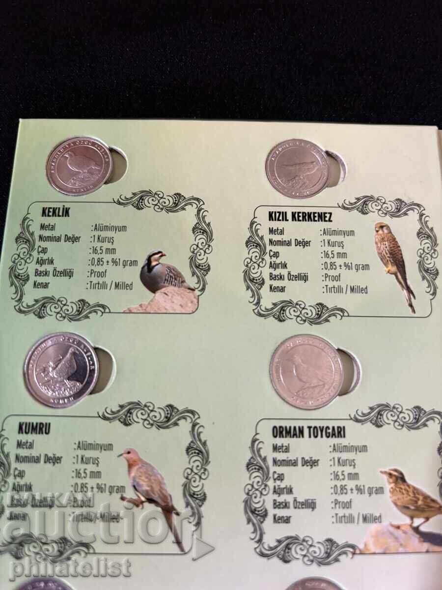Licitație Turcia 2020 - Set complet de 12 monede a câte 1 kuruş - Păsări