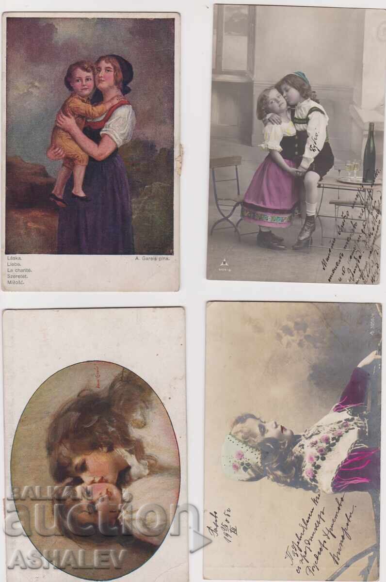 1907-20 4 bucăți CĂRȚI POȘTALE Circulate cu preț 10.00 BGN | € 5.11