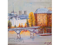 Boris Tsanov tablou ulei, peisaj din Paris