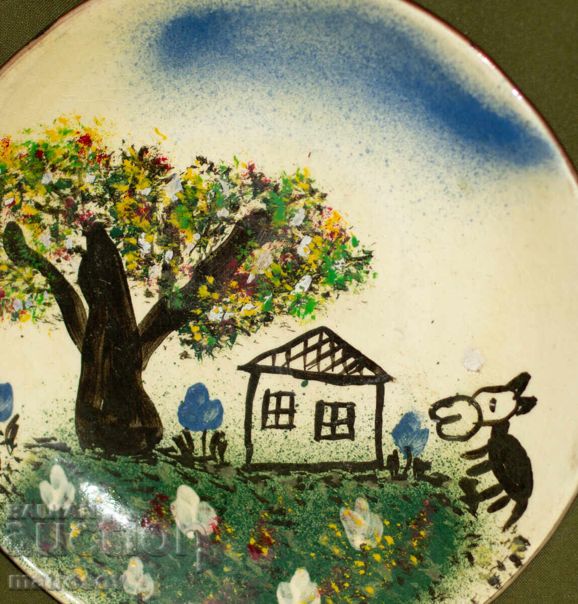 Ръчно рисувана декоративна керамична чиния - 5