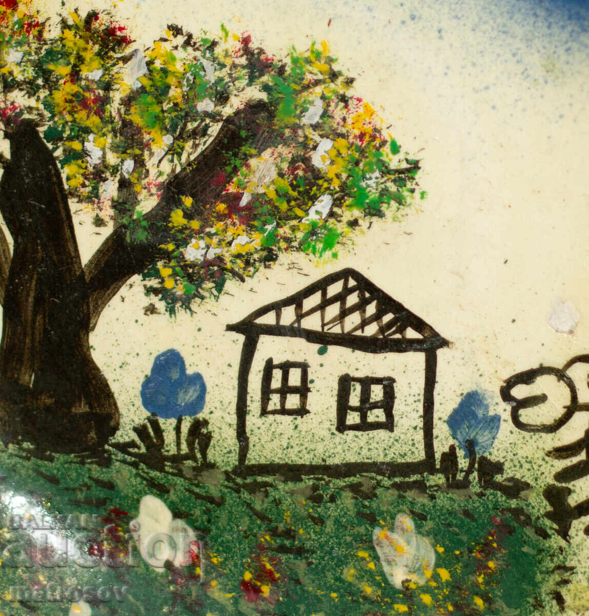 Ръчно рисувана декоративна керамична чиния - 6