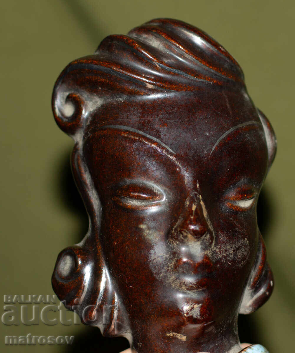 Декоративна керамична фигура, женски портрет - 5