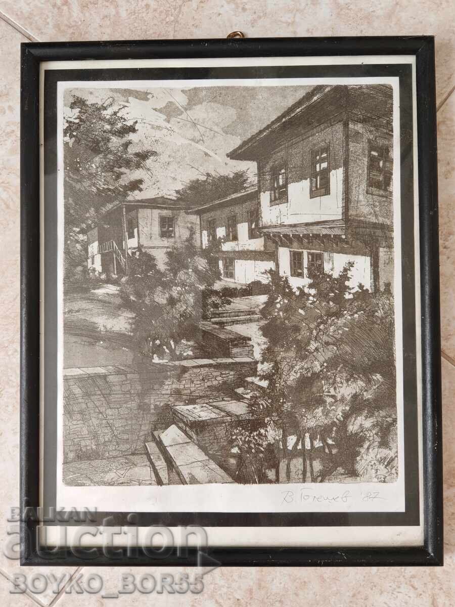 Old Painting Graphic Art. Artist Valentin Goleshev