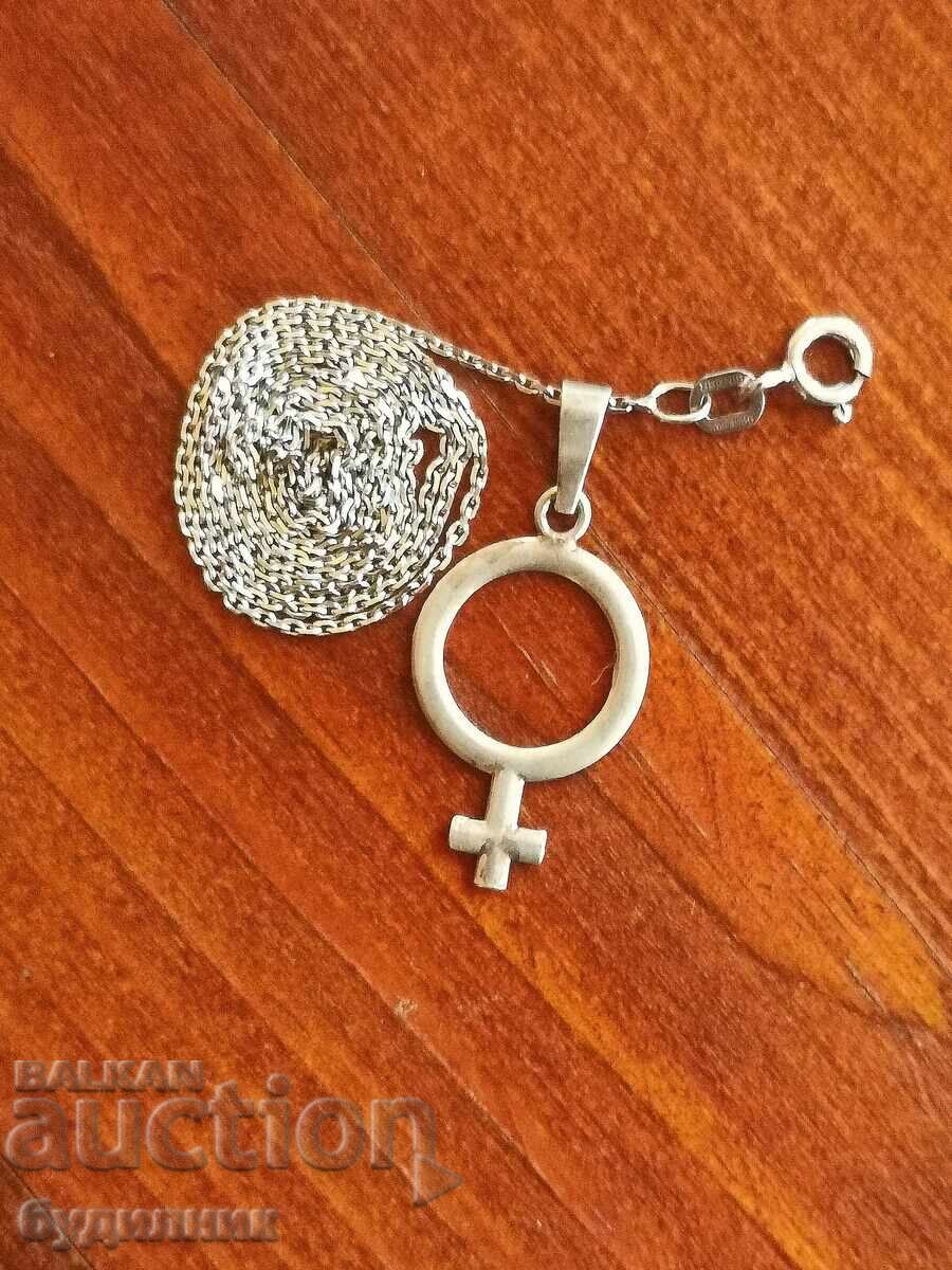 Silver chain with pendant. 925 Sterling Silver. 45cm. Selling over 100 with price 24.99 BGN | € 12.78 Silver chain with pendant. 925 Sterling Silver. 45cm. Selling over 100 with price 24.99 BGN | € 12.78