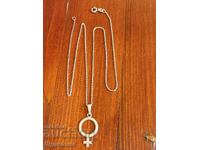 Silver chain with pendant. 925 Sterling Silver. 45cm. Selling over 100