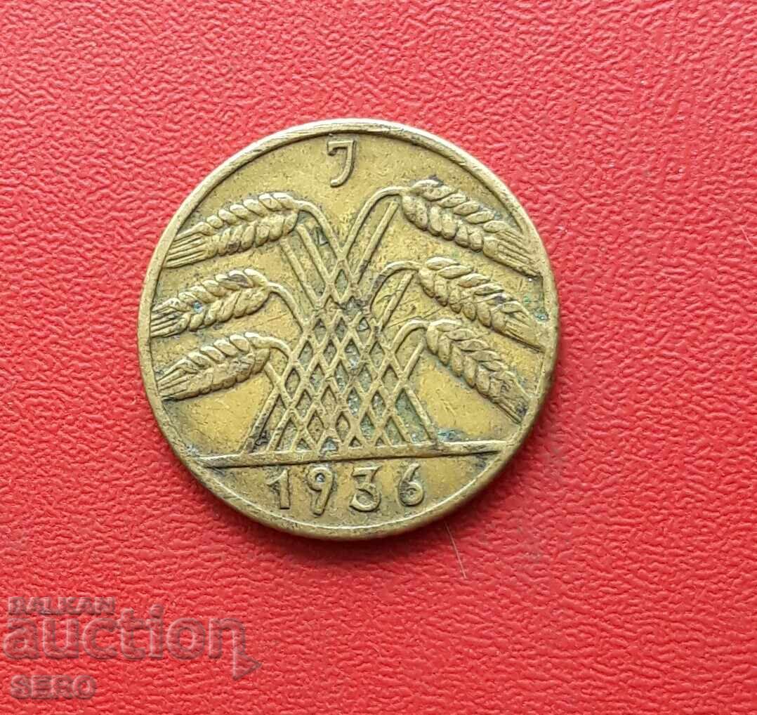 Γερμανία - 10 πφένιγκ 1936 J - Αμβούργο - σπάνιο με τιμή 4.01 BGN | € 2.05