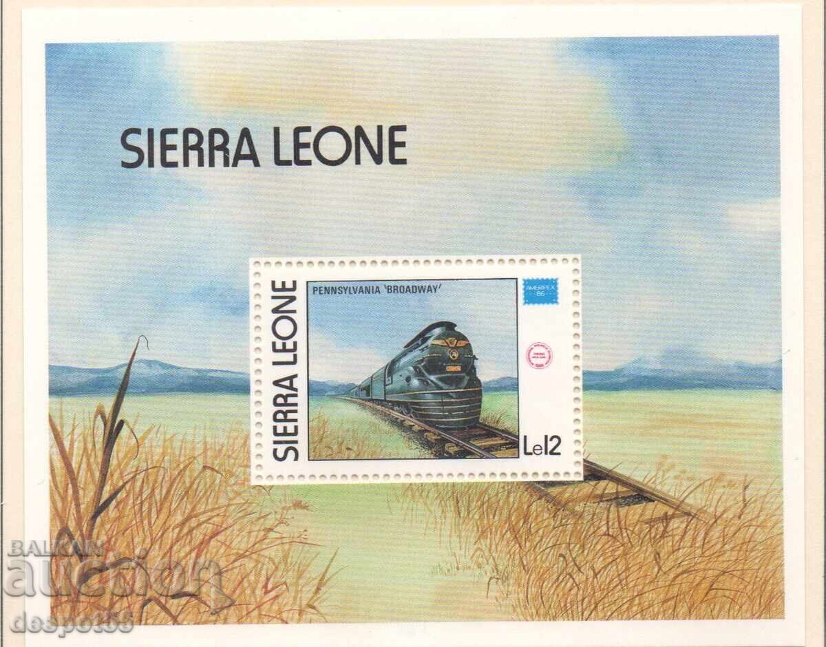 1986 Сиера Леоне. „Ameripex '86“ - американски влакове. Блок 1986 Сиера Леоне. „Ameripex '86“ - американски влакове. Блок