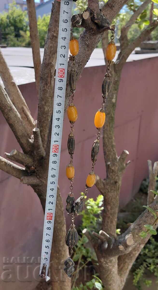 Rar bijuterie renascentistă feminină cu chihlimbar colier cordon - 6 Rar bijuterie renascentistă feminină cu chihlimbar colier cordon - 6