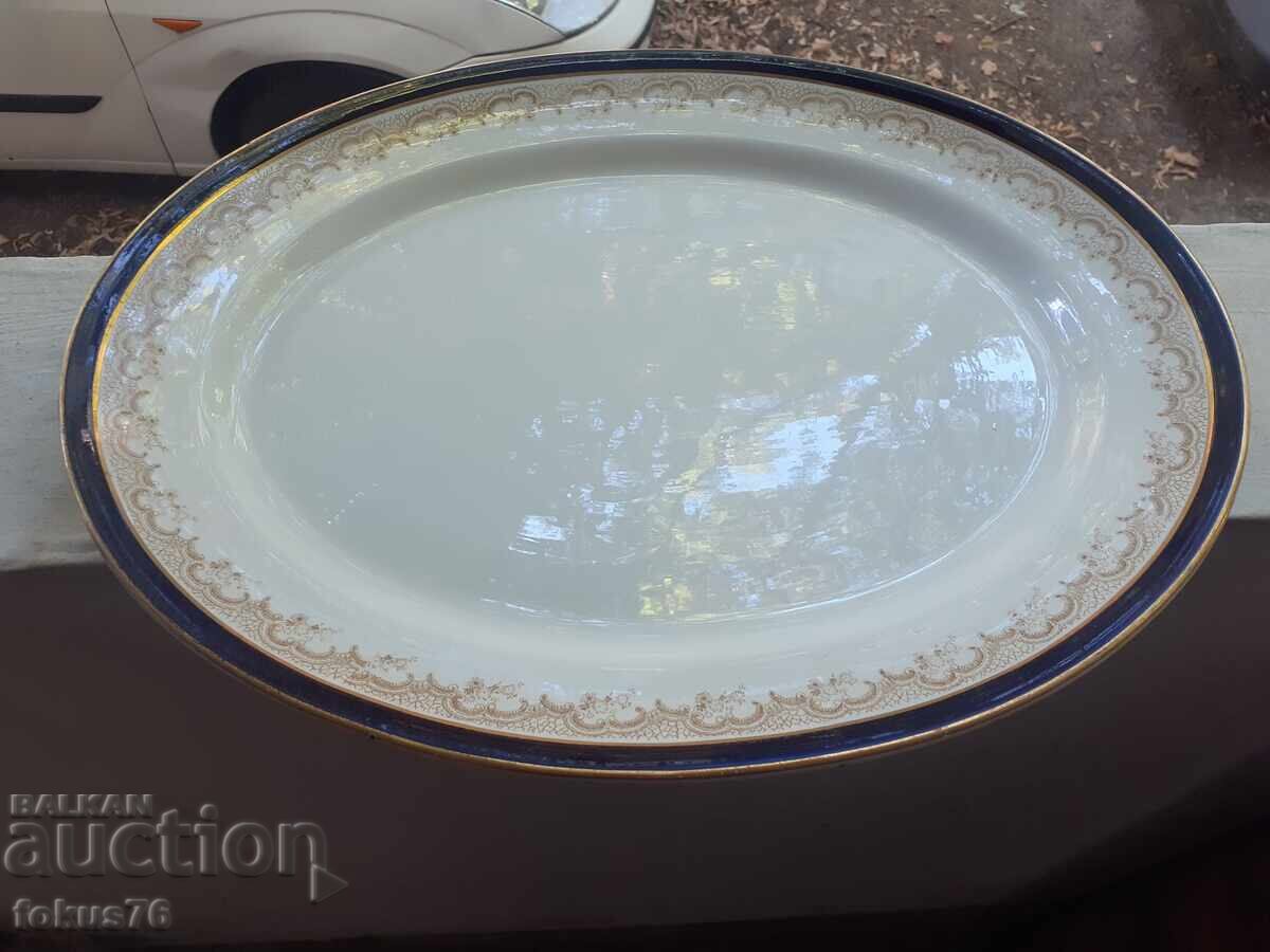 Tavă englezească uriașă, platou porțelan cobalt, margine aurie cu preț 99.00 BGN | € 50.62