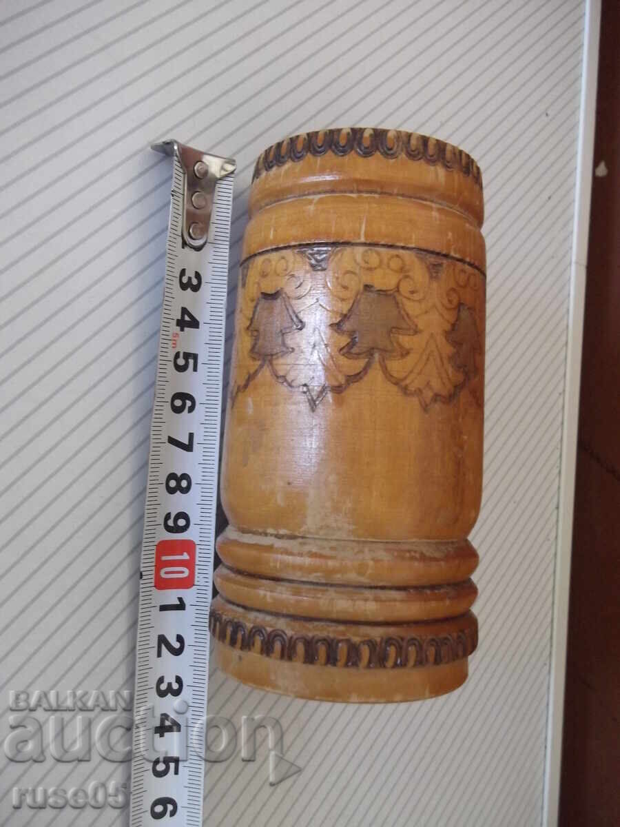 Wooden pencil holder pyrographied from the socialist era with price 10.00 BGN | € 5.11