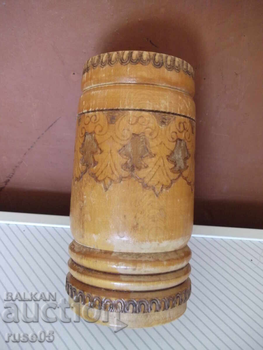 Wooden pencil holder pyrographied from the socialist era - 5