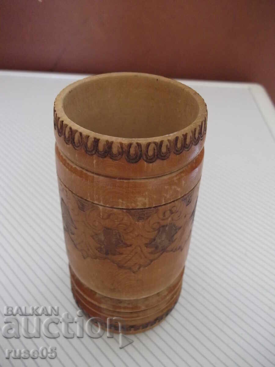 Wooden pencil holder pyrographied from the socialist era - 6
