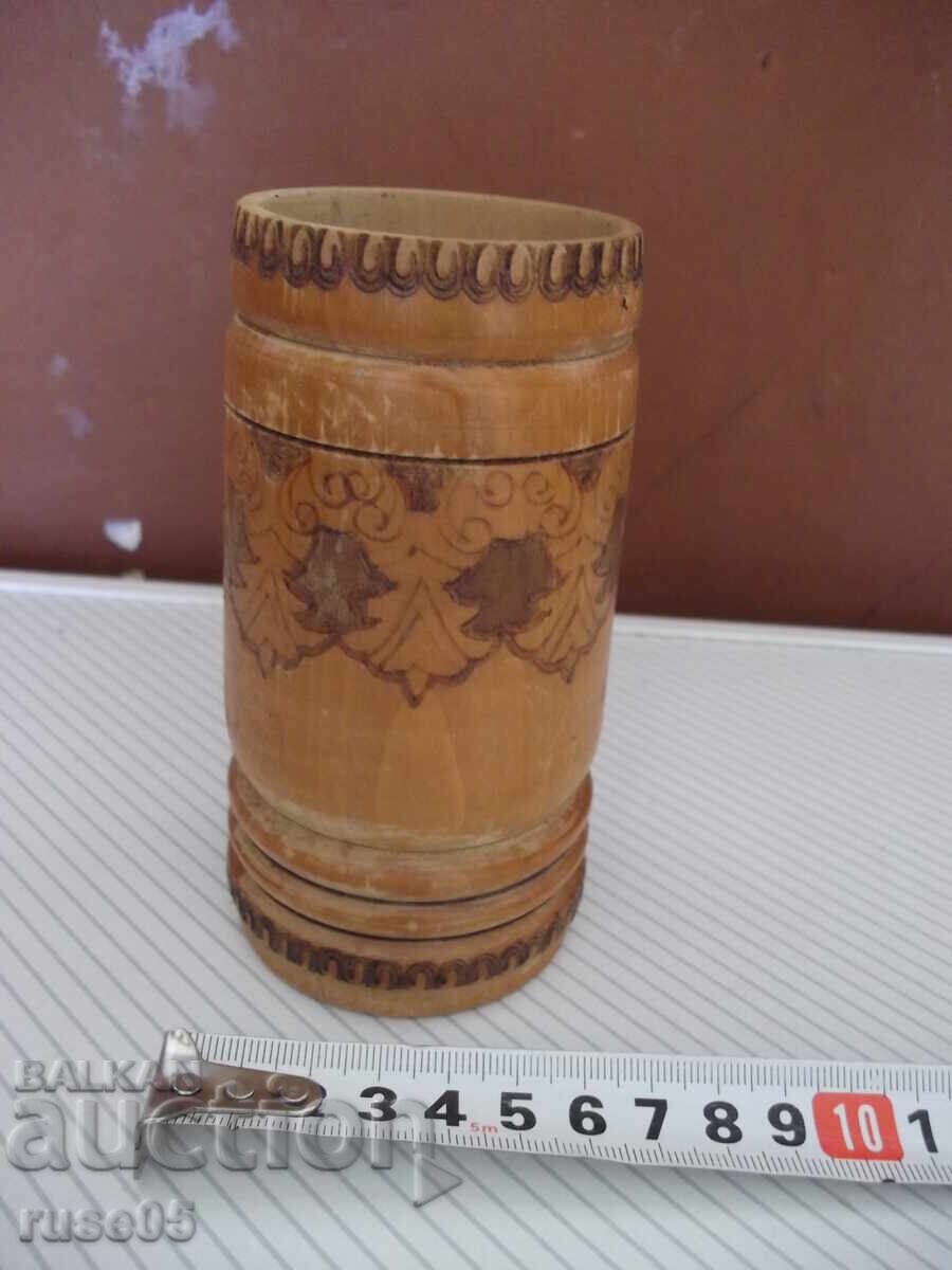 Wooden pencil holder pyrographied from the socialist era