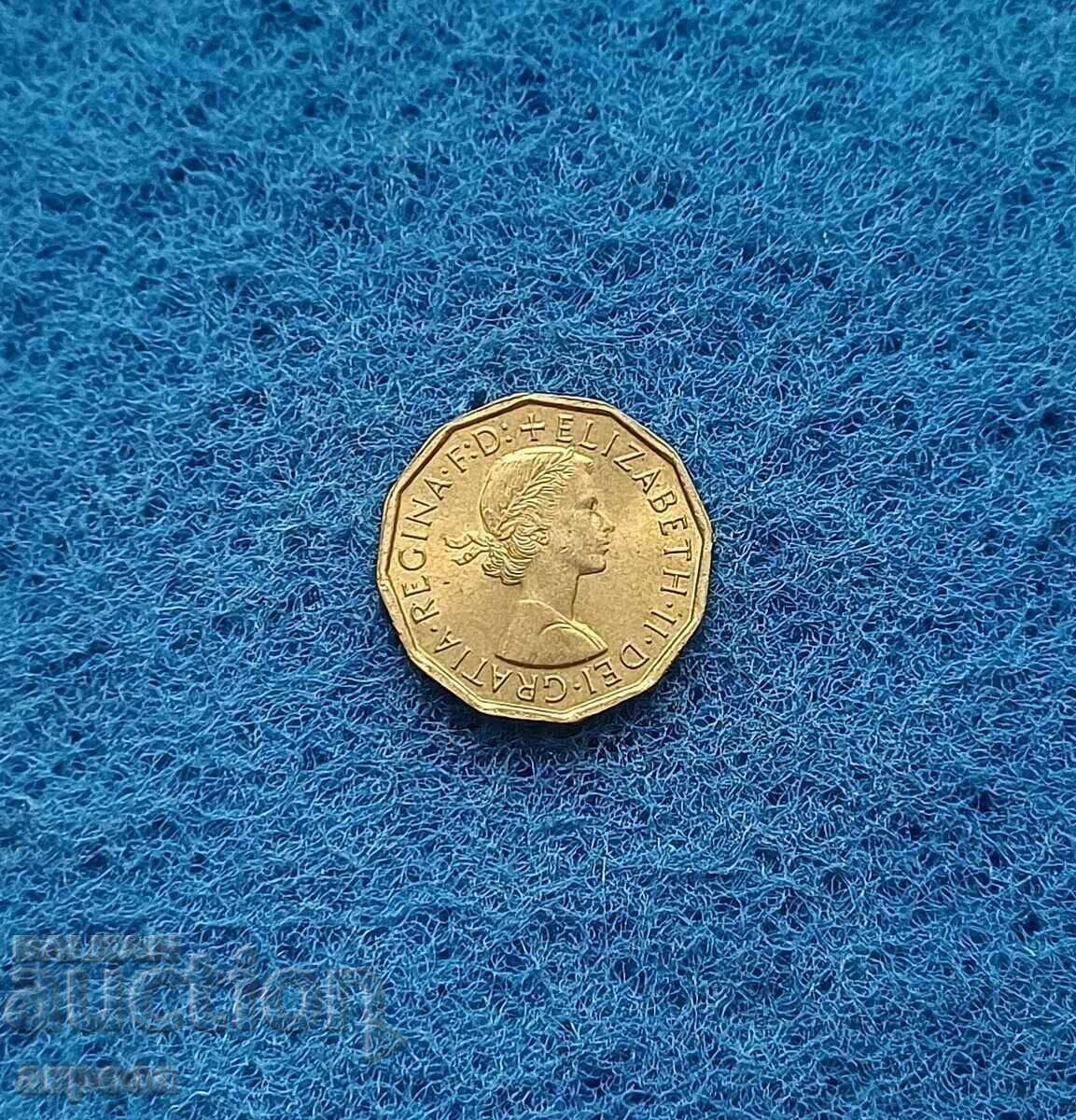 3 pence Marea Britanie 1967 necirculate cu preț € 1.50 | 2.93 BGN