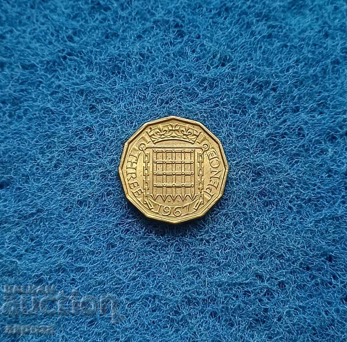3 pence Marea Britanie 1967 necirculate
