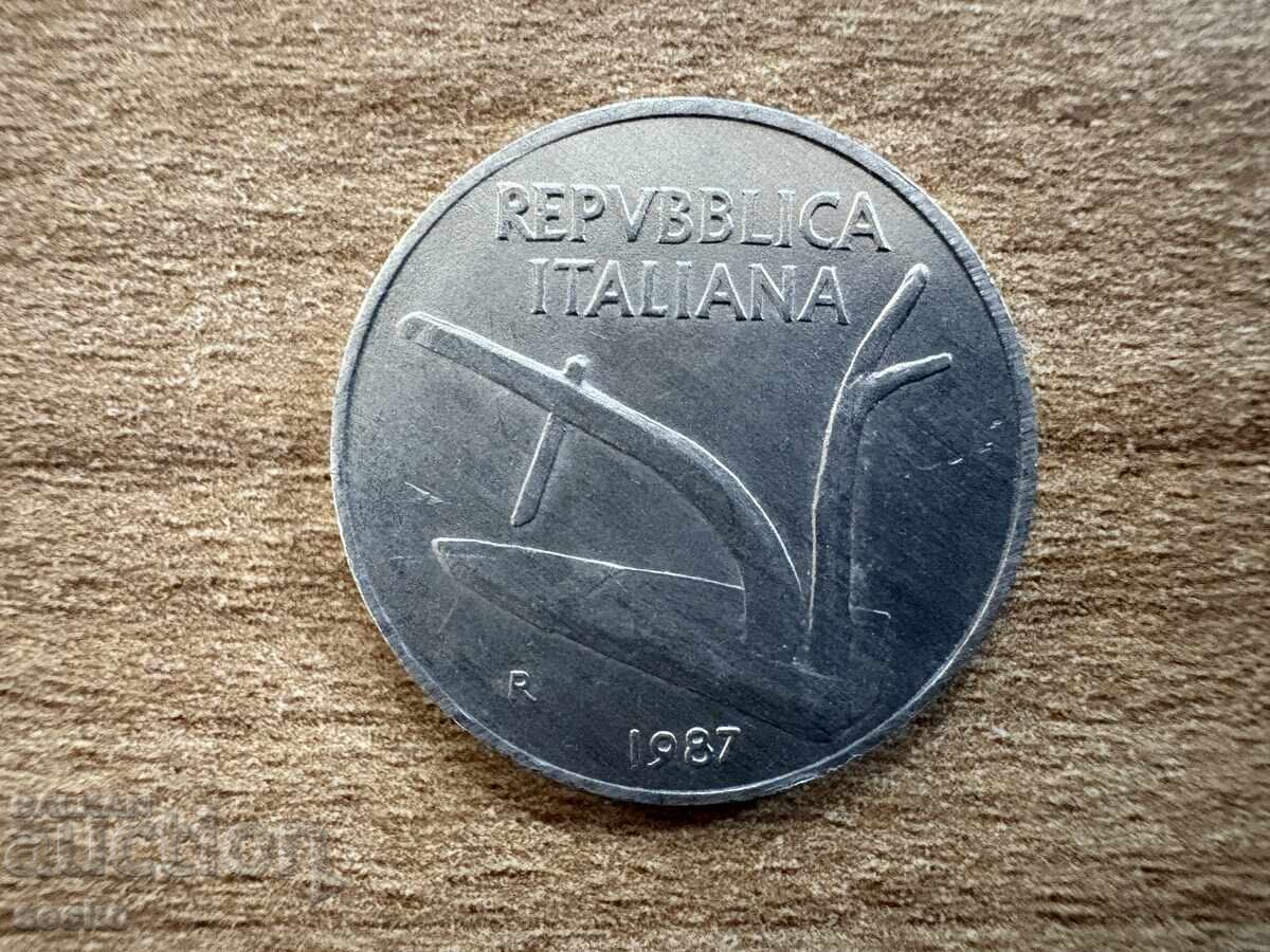 Ιταλία - 10 λιρών (1987) με τιμή 0.60 BGN | € 0.31