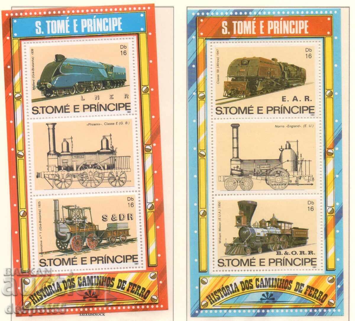 1982. Σάο Τομέ και Πρίνσιπε. Λοκομοτίβες. Μπλοκ χ2