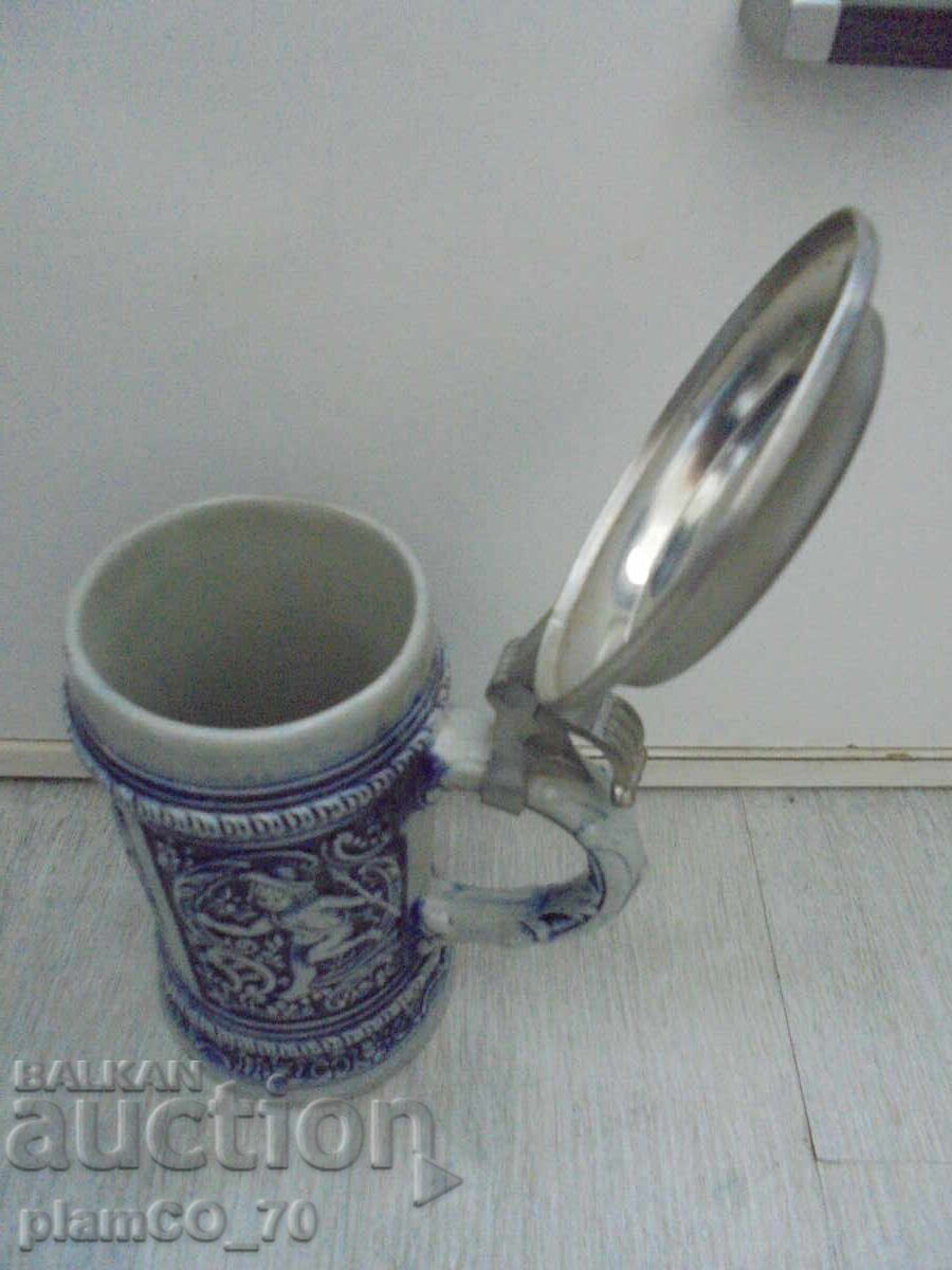 №*8185 παλιά πορσελάνινη κούπα - GERZ - με μεταλλικό καπάκι με τιμή 25.00 BGN | € 12.78