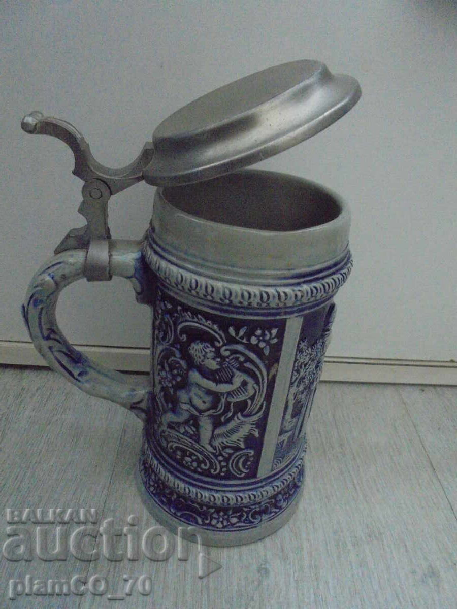 №*8185 παλιά πορσελάνινη κούπα - GERZ - με μεταλλικό καπάκι - 5