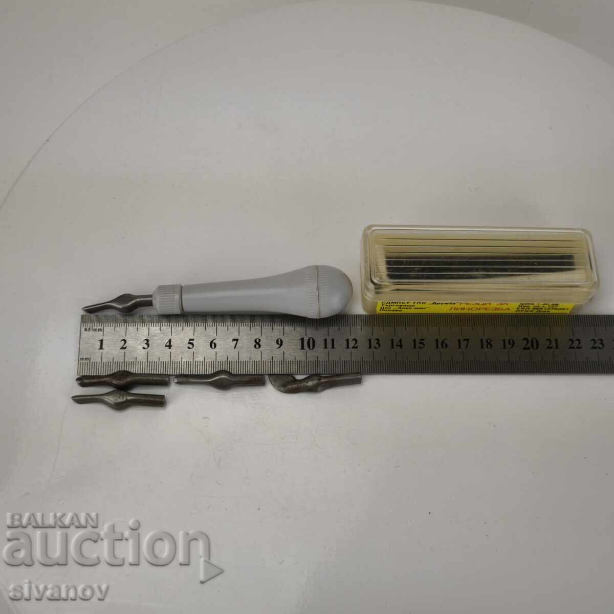 Old Bulgarian linocut chisels for linoleum engraving #6158 - 7