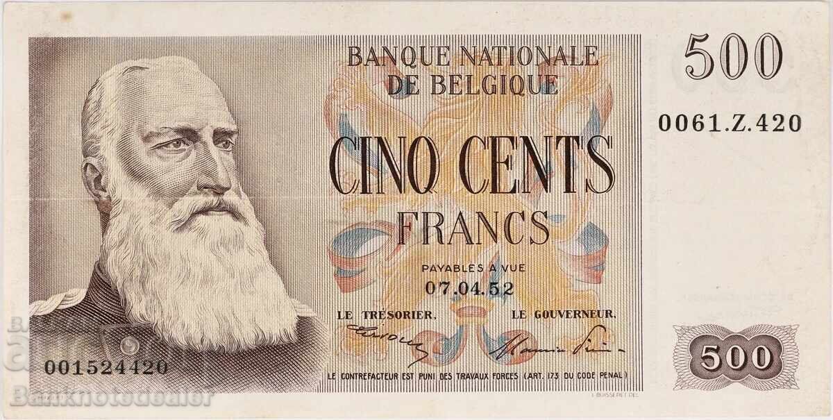 Belgium 500 Francs 1952 Pick 130