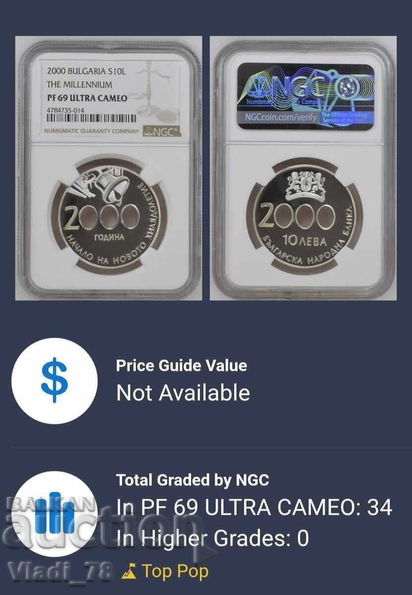 Licitație 10 Leva 2000 PF 69 Ultra Cameo 69 NGC