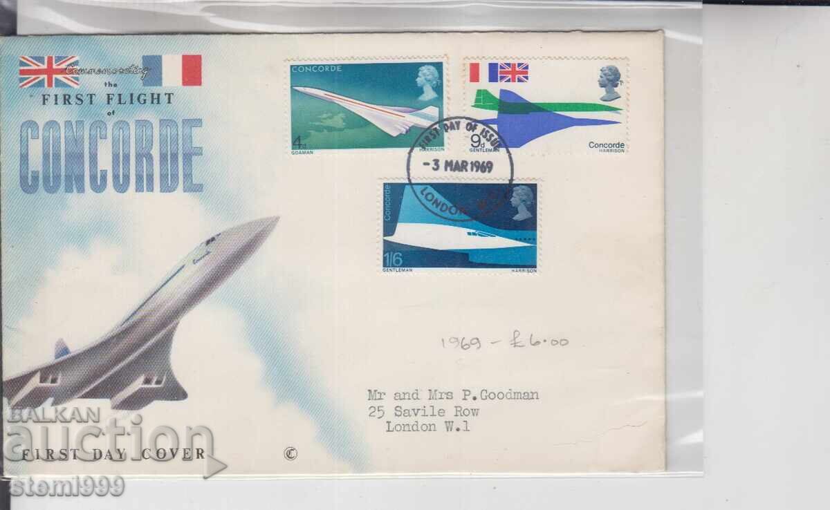 Първодневен пощенски плик САМОЛЕТИ КОНКОРД