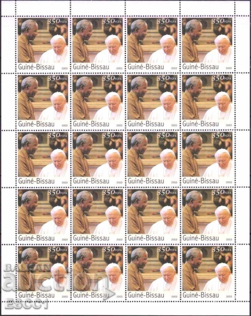 Clean stamp Pope John Paul II Mandela 2003 from Guinea-Bissau