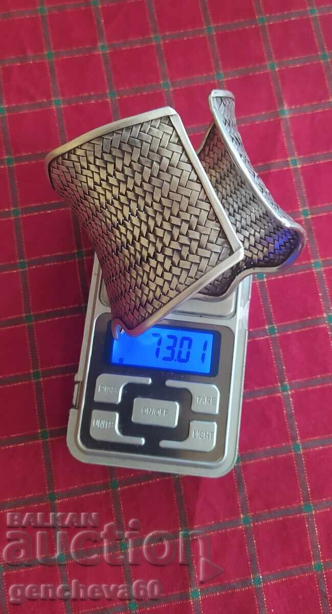 Brățară argint veche, autentică, de artizanat, 73g - 6