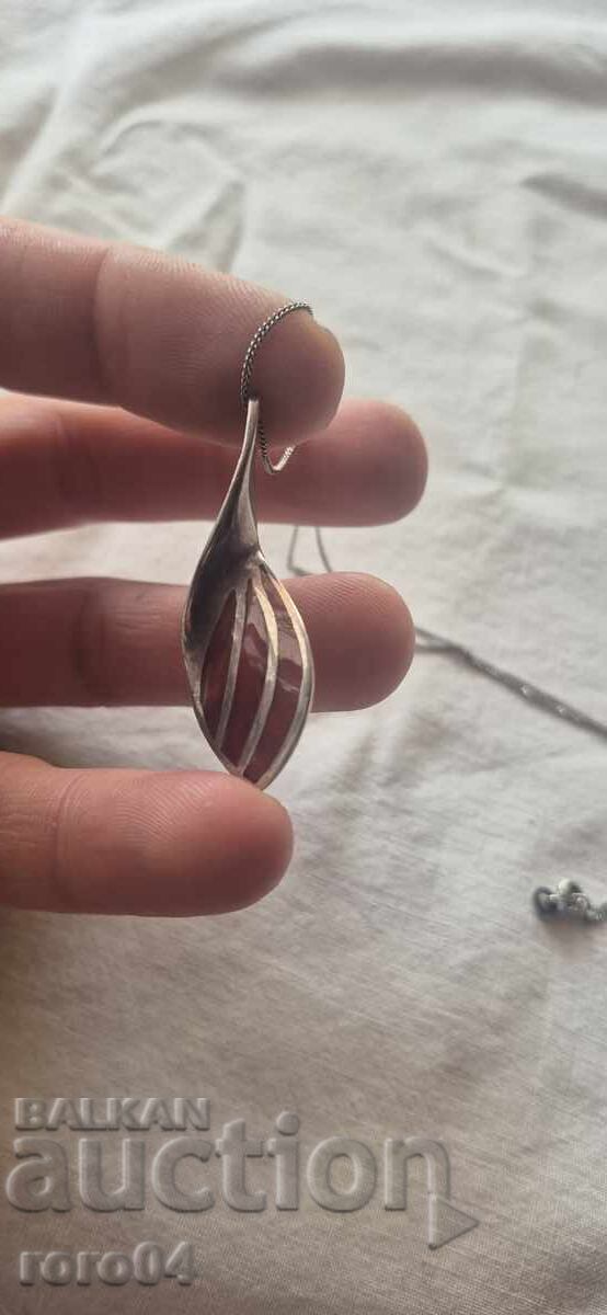 Licitație LANȚ ARGINT CU PENDANT MARE - 925