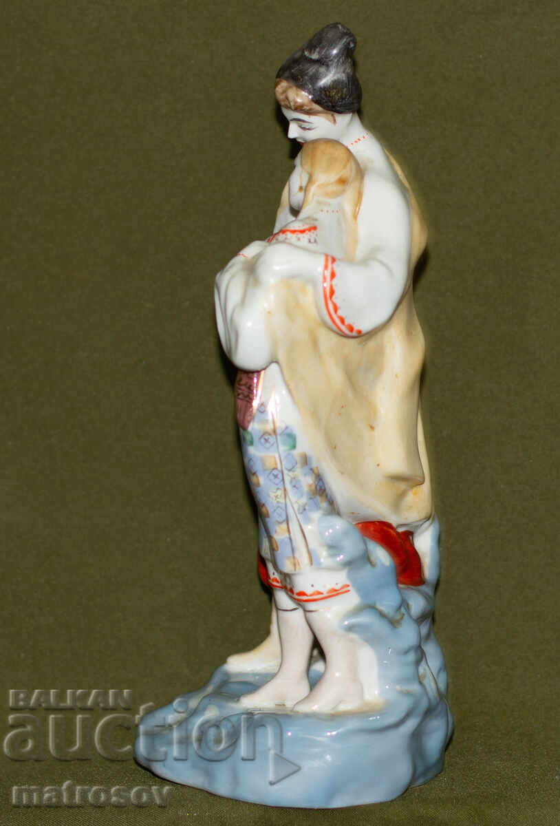 Old Russian porcelain folklore figurine of a man and woman - 6